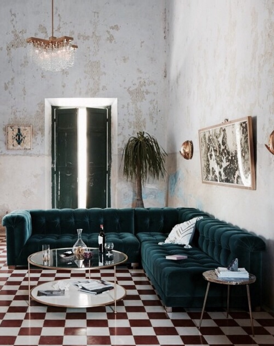 Fluweel in het interieur