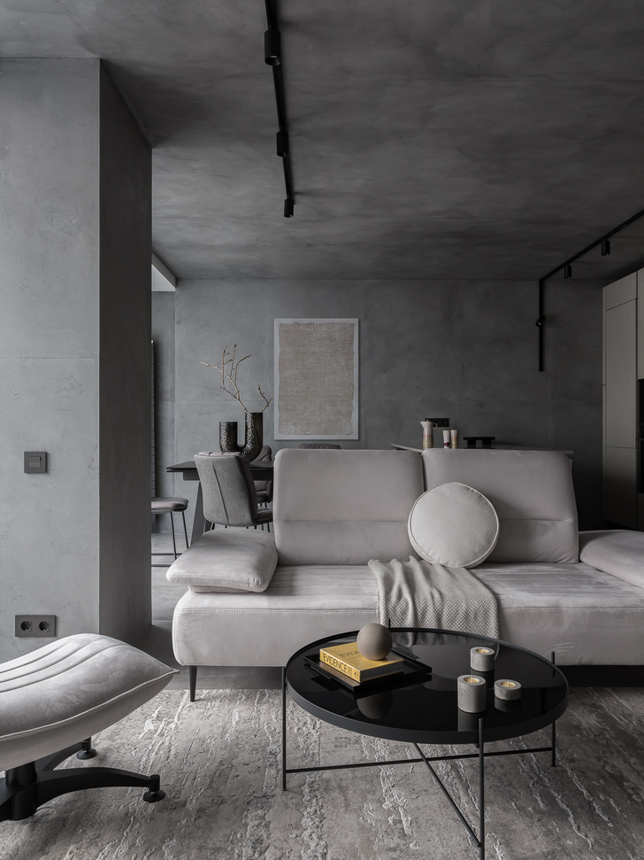 grijs interieur betonlook vloer wanden