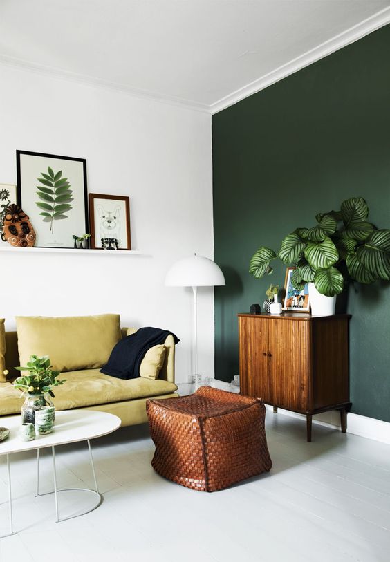 groene-muur-keuken-woonkamer