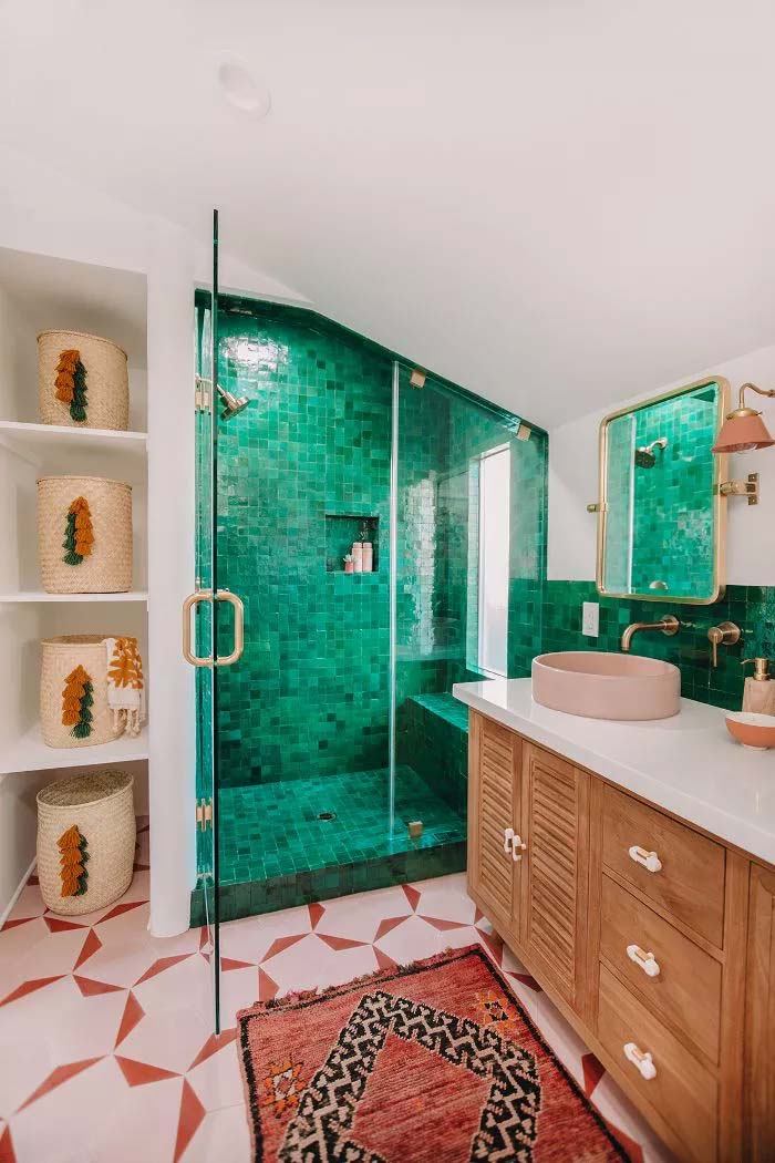 groene tegels badkamer smaragdgroene zelliges tegels