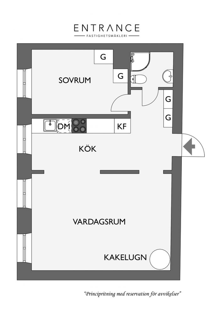 Half open keuken in een klein Scandinavisch appartement