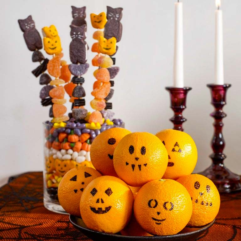 halloween decoratie ideeën sinaasappel monsters