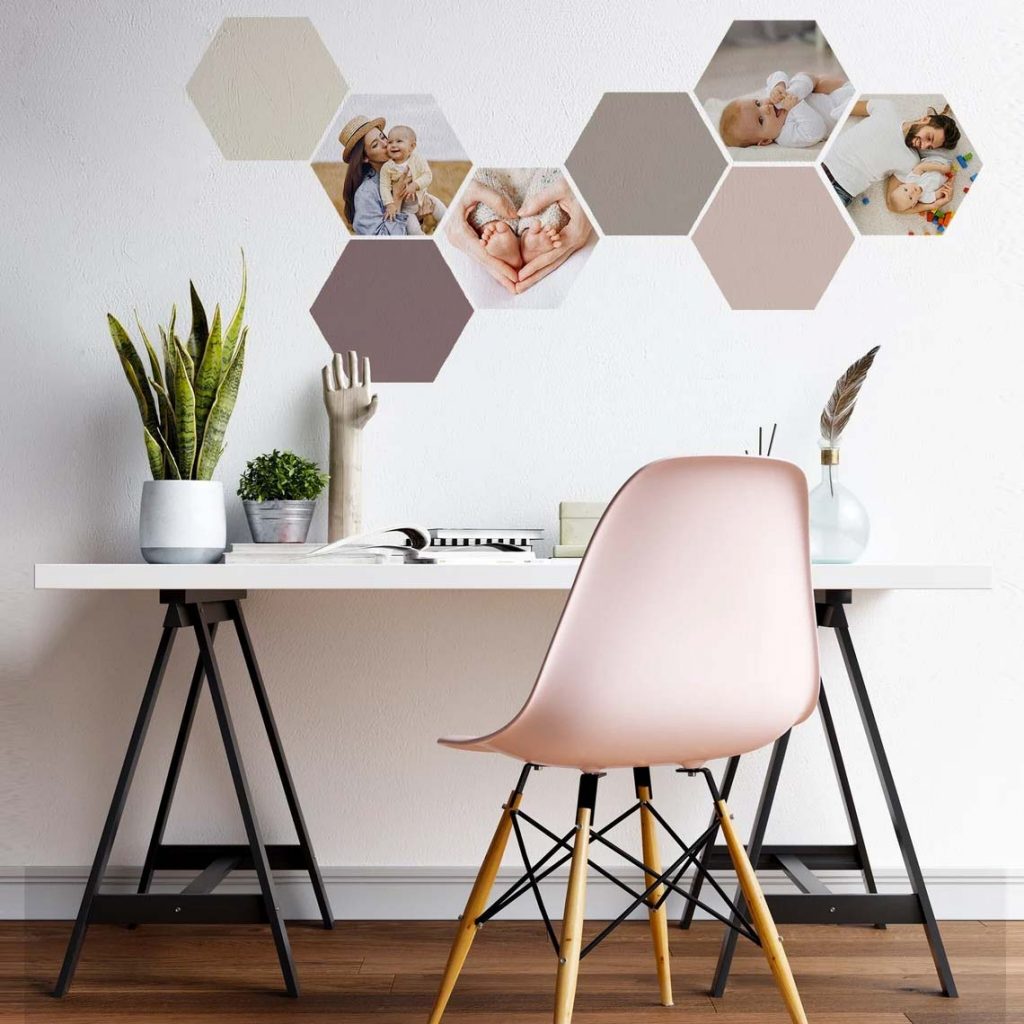 hexagon wanddecoratie foto familie gezin