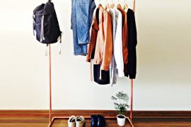Kleding rek / industrieel ontwerp koperen pijp kleding rek 100cm lang