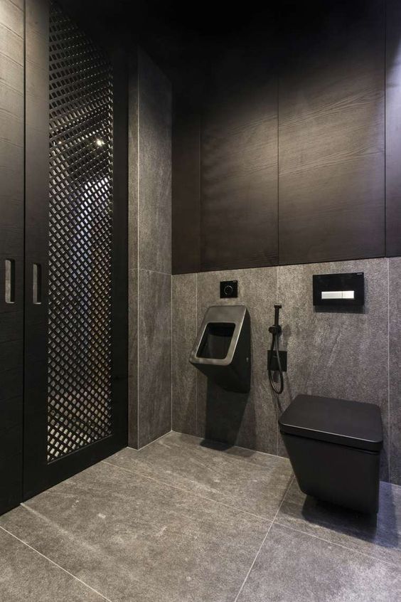 Industriële badkamer mat zwart toilet