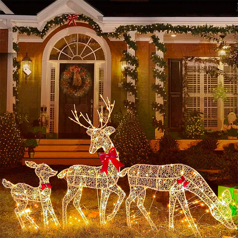 kerstdecoratie voortuin lichtgevende rendieren