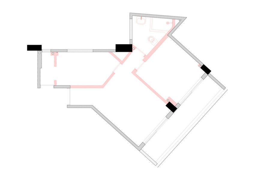 Klein open loft appartement met een groene vloer!