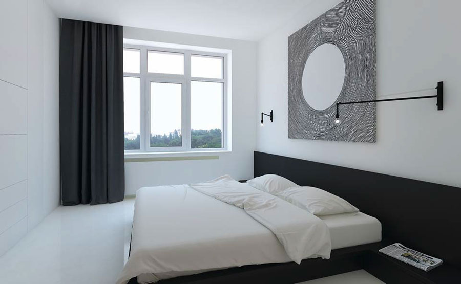 Moderne minimalistisch witte slaapkamer suite