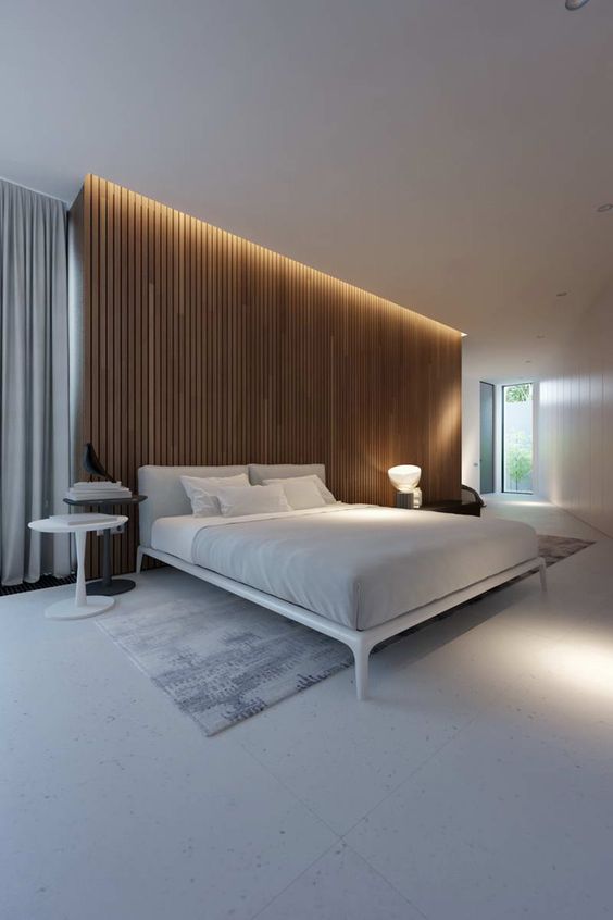 slaapkamer ideeën houten wandbekleding
