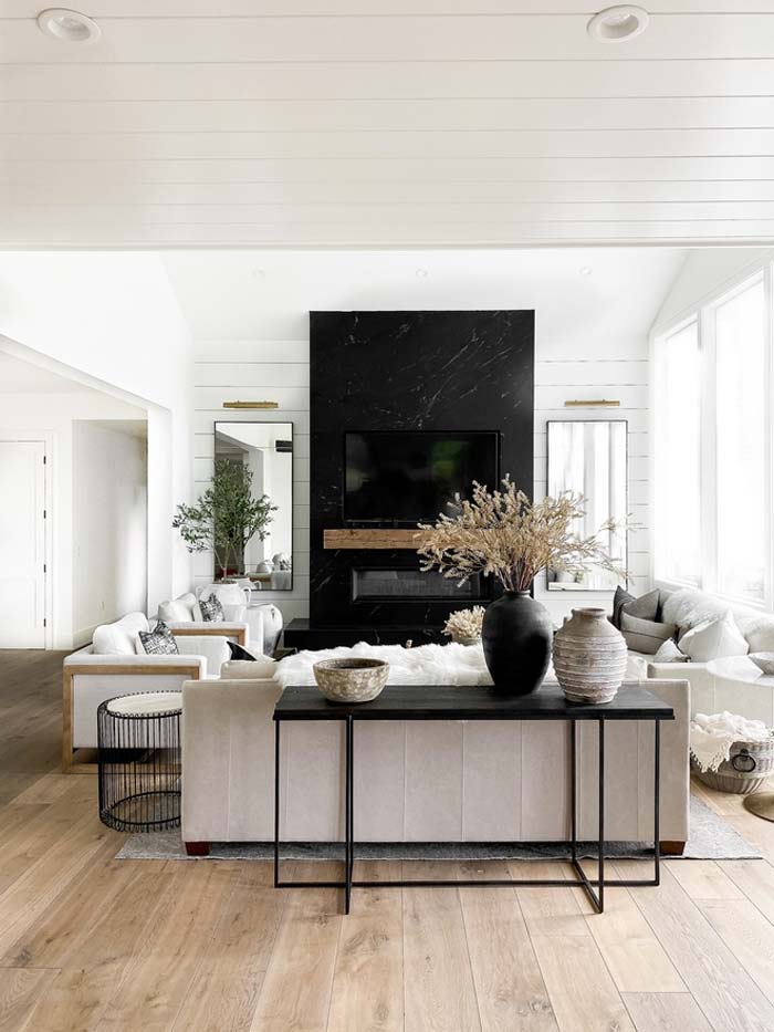 styling zwarte sidetable achter bank