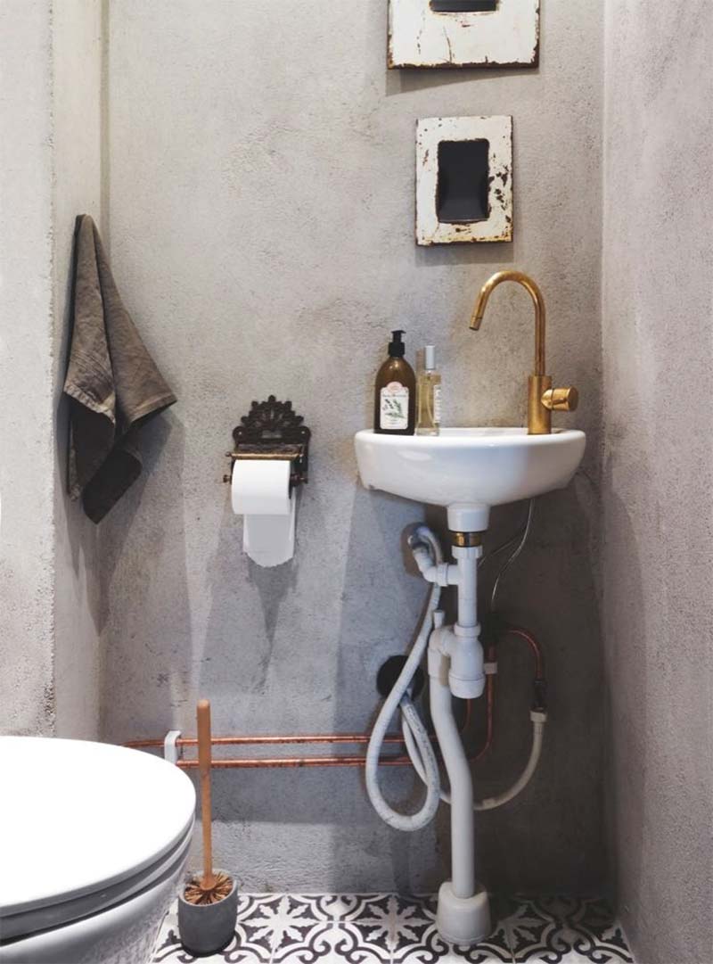 toilet inspiratie marokkaanse tegels met kalkmuur