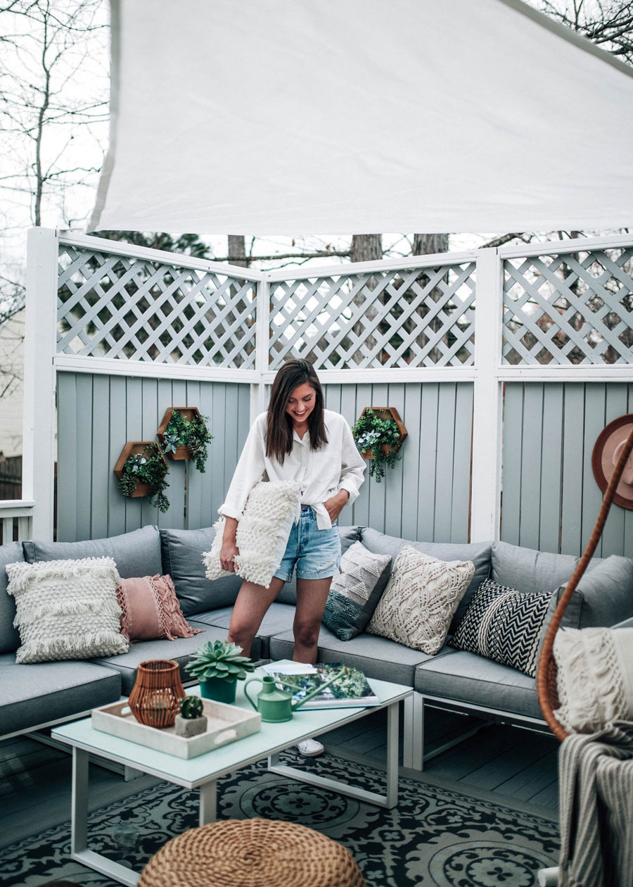 tuin ideeën loungetuin schaduwdoek