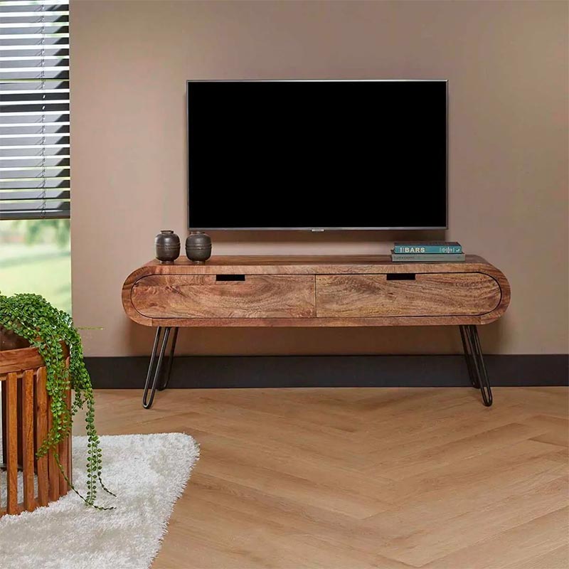 tv-meubel barrel industriele woonkamer