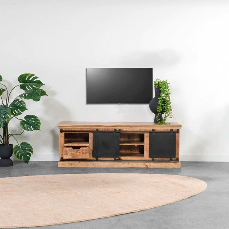 tv-meubel loft industriele woonkamer