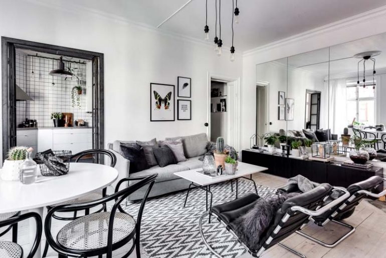 woonkamer ideeen grote spiegelwand