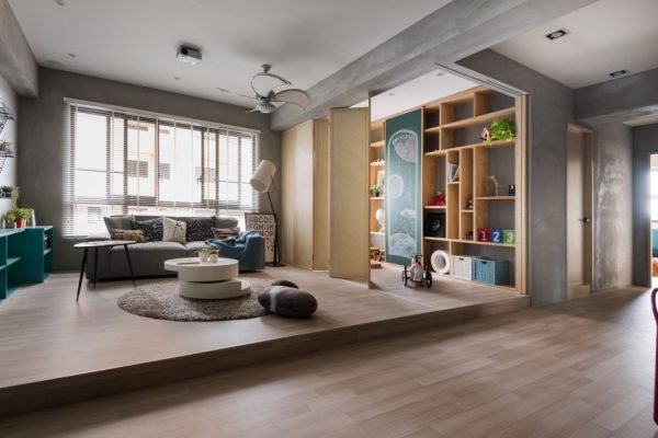 woonkamer ideeen speelhoek inrichten met vouwdeuren