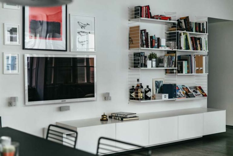 woonkamer ideeen wandrek boven tv meubel