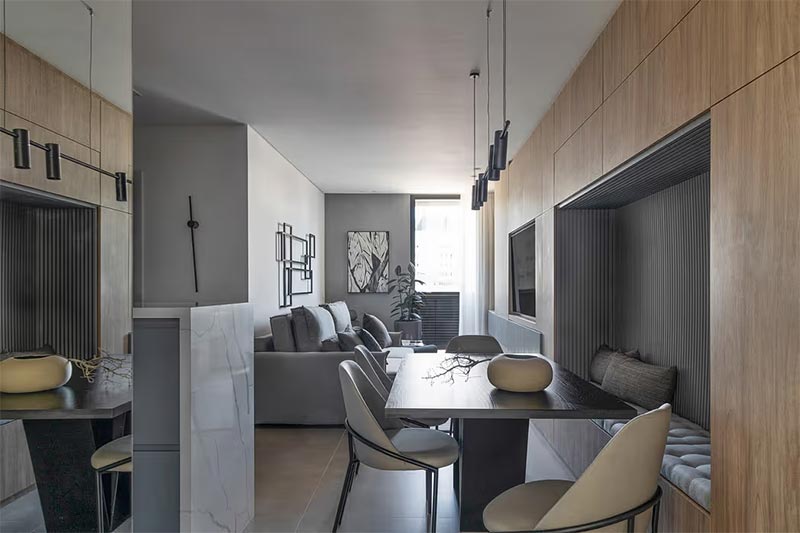 woonkamer inbouwkast eethoek