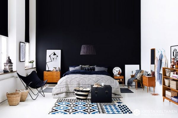Zwarte muur slaapkamer