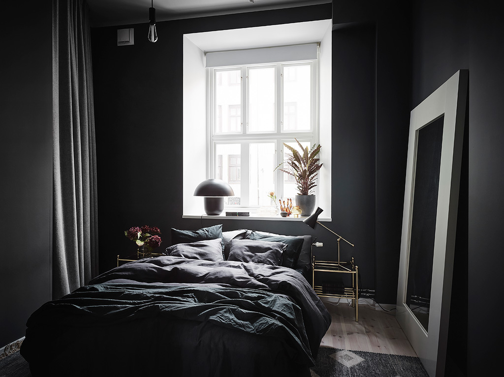 zwarte slaapkamer muren dekbedovertrek