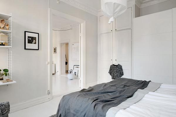 Zweedse slaapkamer met authentieke details